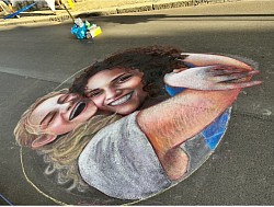 3.5meter pastel chalk painting on the street